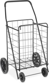 Extra Large Utility Foldable Shopping Cart with Wheels, 100 Lb Capacity, Heavy Duty Grocery Cart with Steel Frame, Foam Handle