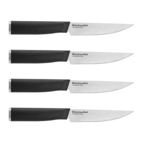 Classic 4-piece Black with Endcap Micro Serrated Steak Knife Set, Black