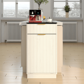 10-Gallon Woodgrain Tilt-Out Trash Can Cabinet Wooden Garbage Recycling Cabinet with Wave-Textured Hideaway Drawer&Pull-Out Bin-Multipurpose Kitc