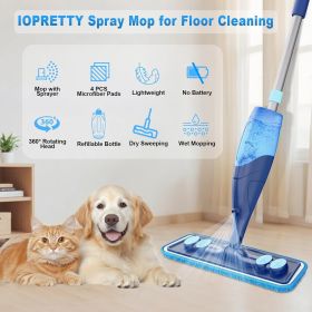 Microfiber Hardwood Floor Mop - Wet Dry Spray Mop with 4 Washable Pads for Tile Wood Laminate Vinyl Marble Home Kitchen - 500+ ML Refillable Bott