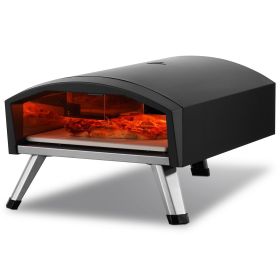 Outdoor Pizza Oven, 12" Gas Fired Pizza Maker, Portable Outside Pizza Grill with Thickened Cordierite Pizza Stone, Waterproof Cover